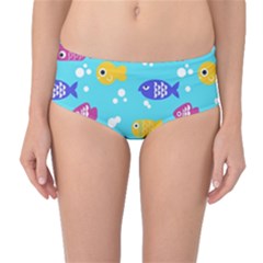 Fish Graphic Seamless Pattern Seamless Pattern Mid-Waist Bikini Bottoms