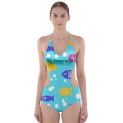 Fish Graphic Seamless Pattern Seamless Pattern Cut-Out One Piece Swimsuit