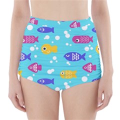 Fish Graphic Seamless Pattern Seamless Pattern High-Waisted Bikini Bottoms