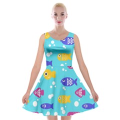 Fish Graphic Seamless Pattern Seamless Pattern Velvet Skater Dress