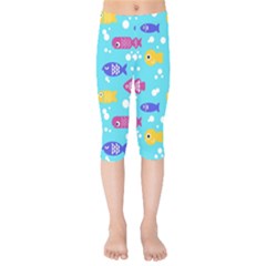 Fish Graphic Seamless Pattern Seamless Pattern Kids  Capri Leggings  by Ravend