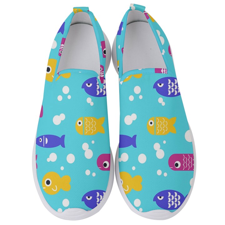 Fish Graphic Seamless Pattern Seamless Pattern Men s Slip On Sneakers