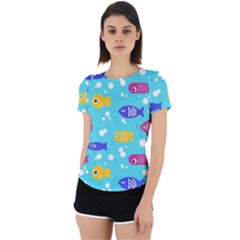 Fish Graphic Seamless Pattern Seamless Pattern Back Cut Out Sport Tee by Ravend