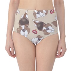 Beagle Satin Short Sleeve Pajamas Set Classic High-waist Bikini Bottoms