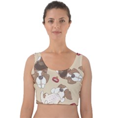 Beagle Satin Short Sleeve Pajamas Set Velvet Crop Top