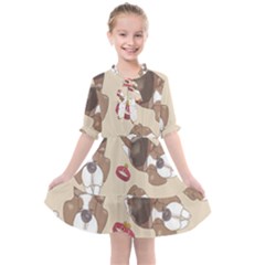 Beagle Satin Short Sleeve Pajamas Set Kids  All Frills Chiffon Dress by coretdikit