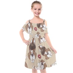 Beagle Satin Short Sleeve Pajamas Set Kids  Cut Out Shoulders Chiffon Dress by coretdikit