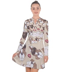 Beagel150dpi Patternbeagle8x8cm Long Sleeve Panel Dress