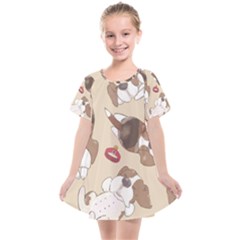 Beagel150dpi Patternbeagle8x8cm Kids  Smock Dress