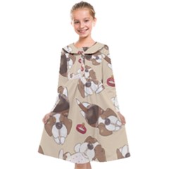 Beagel150dpi Patternbeagle8x8cm Kids  Midi Sailor Dress