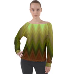 Zig Zag Chevron Classic Pattern Off Shoulder Long Sleeve Velour Top by Celenk