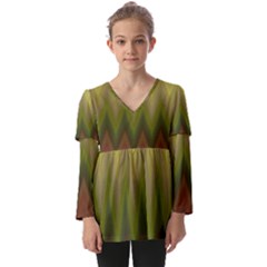 Zig Zag Chevron Classic Pattern Kids  V Neck Casual Top by Celenk