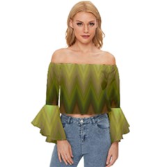 Zig Zag Chevron Classic Pattern Off Shoulder Flutter Bell Sleeve Top by Celenk