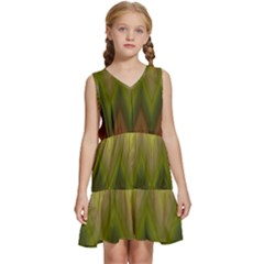 Zig Zag Chevron Classic Pattern Kids  Sleeveless Tiered Mini Dress by Celenk