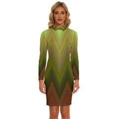 Zig Zag Chevron Classic Pattern Long Sleeve Shirt Collar Bodycon Dress by Celenk