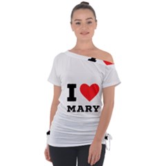 I Love Mary Off Shoulder Tie-up Tee