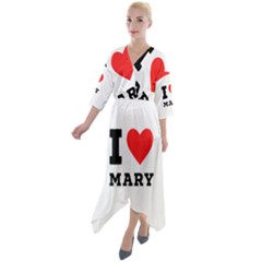 I Love Mary Quarter Sleeve Wrap Front Maxi Dress