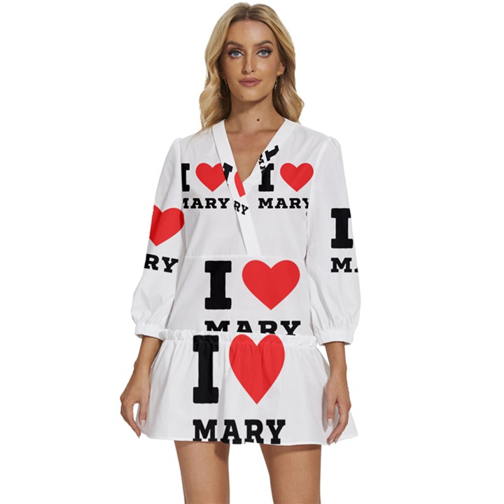 I love mary V-Neck Placket Mini Dress