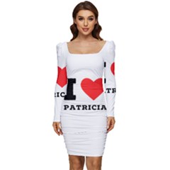 I Love Patricia Women Long Sleeve Ruched Stretch Jersey Dress by ilovewhateva