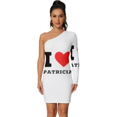 I Love Patricia Long Sleeve One Shoulder Mini Dress by ilovewhateva