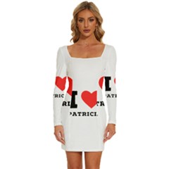 I Love Patricia Long Sleeve Square Neck Bodycon Velvet Dress by ilovewhateva