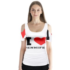 I Love Jennifer  Butterfly Sleeve Cutout Tee 