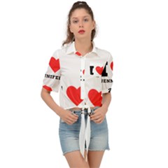 I Love Jennifer  Tie Front Shirt  by ilovewhateva