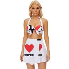 I Love Jennifer  Vintage Style Bikini Top And Skirt Set 