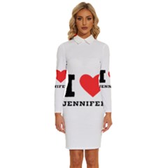 I Love Jennifer  Long Sleeve Shirt Collar Bodycon Dress by ilovewhateva