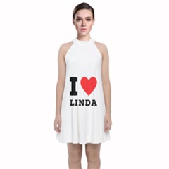 I Love Linda  Velvet Halter Neckline Dress 