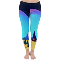 Ai Generated Trees Stars Planets Dreamlike Sun Classic Winter Leggings by Ravend