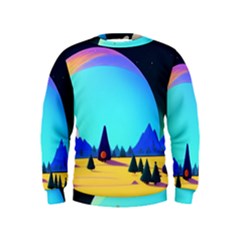 Ai Generated Trees Stars Planets Dreamlike Sun Kids  Sweatshirt by Ravend