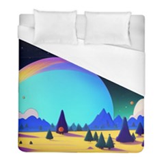 Ai Generated Trees Stars Planets Dreamlike Sun Duvet Cover (full/ Double Size) by Ravend