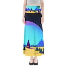 Ai Generated Trees Stars Planets Dreamlike Sun Full Length Maxi Skirt by Ravend