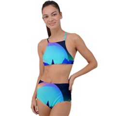 Ai Generated Trees Stars Planets Dreamlike Sun High Waist Tankini Set by Ravend