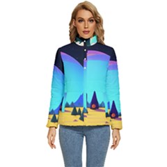 Ai Generated Trees Stars Planets Dreamlike Sun Women s Puffer Bubble Jacket Coat by Ravend