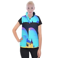 Ai Generated Trees Stars Planets Dreamlike Sun Women s Button Up Vest by Ravend