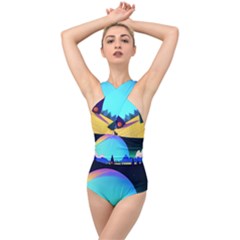 Ai Generated Trees Stars Planets Dreamlike Sun Cross Front Low Back Swimsuit by Ravend