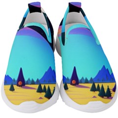 Ai Generated Trees Stars Planets Dreamlike Sun Kids  Slip On Sneakers by Ravend