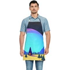 Ai Generated Trees Stars Planets Dreamlike Sun Kitchen Apron by Ravend