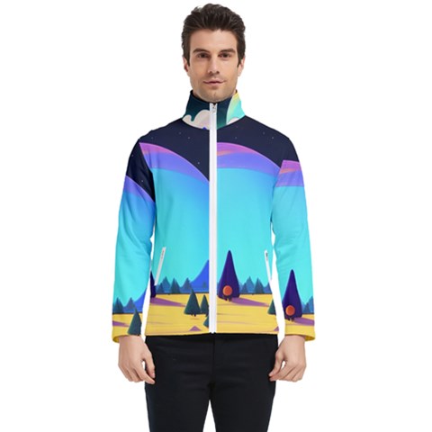 Ai Generated Trees Stars Planets Dreamlike Sun Men s Bomber Jacket by Ravend