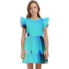 Ai Generated Trees Stars Planets Dreamlike Sun Kids  Winged Sleeve Dress by Ravend