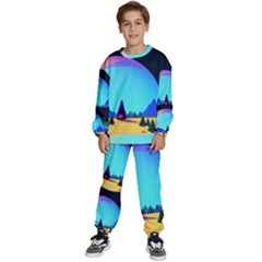 Ai Generated Trees Stars Planets Dreamlike Sun Kids  Sweatshirt Set by Ravend