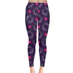 Geometric Pattern Retro Style Background Leggings  by Ravend