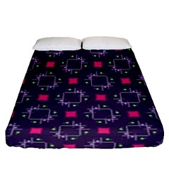 Geometric Pattern Retro Style Background Fitted Sheet (queen Size) by Ravend