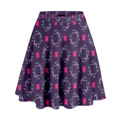 Geometric Pattern Retro Style Background High Waist Skirt by Ravend