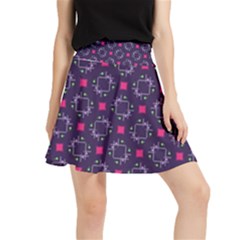 Geometric Pattern Retro Style Background Waistband Skirt by Ravend