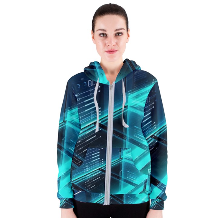 Background Patterns Geometric Glass Mirrors Women s Zipper Hoodie