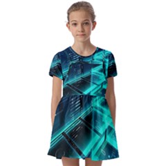 Background Patterns Geometric Glass Mirrors Kids  Short Sleeve Pinafore Style Dress