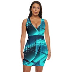 Background Patterns Geometric Glass Mirrors Draped Bodycon Dress by Ravend